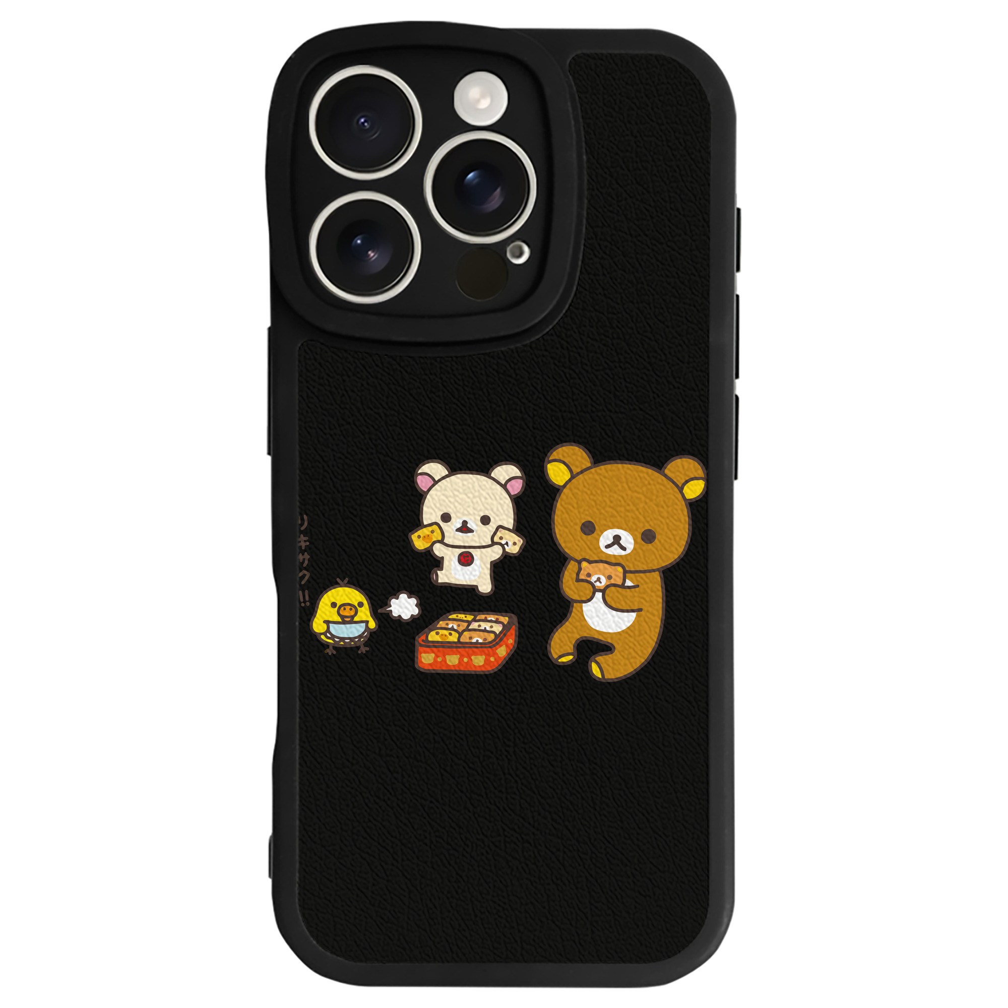 （画像用） リラックマ リラックマ キイロイトリ Rilakkuma Korilakkuma Kiiroitori 【iPhone 16シリーズ対応】シリコンスマホケース（レザー調） 材質：シリコン